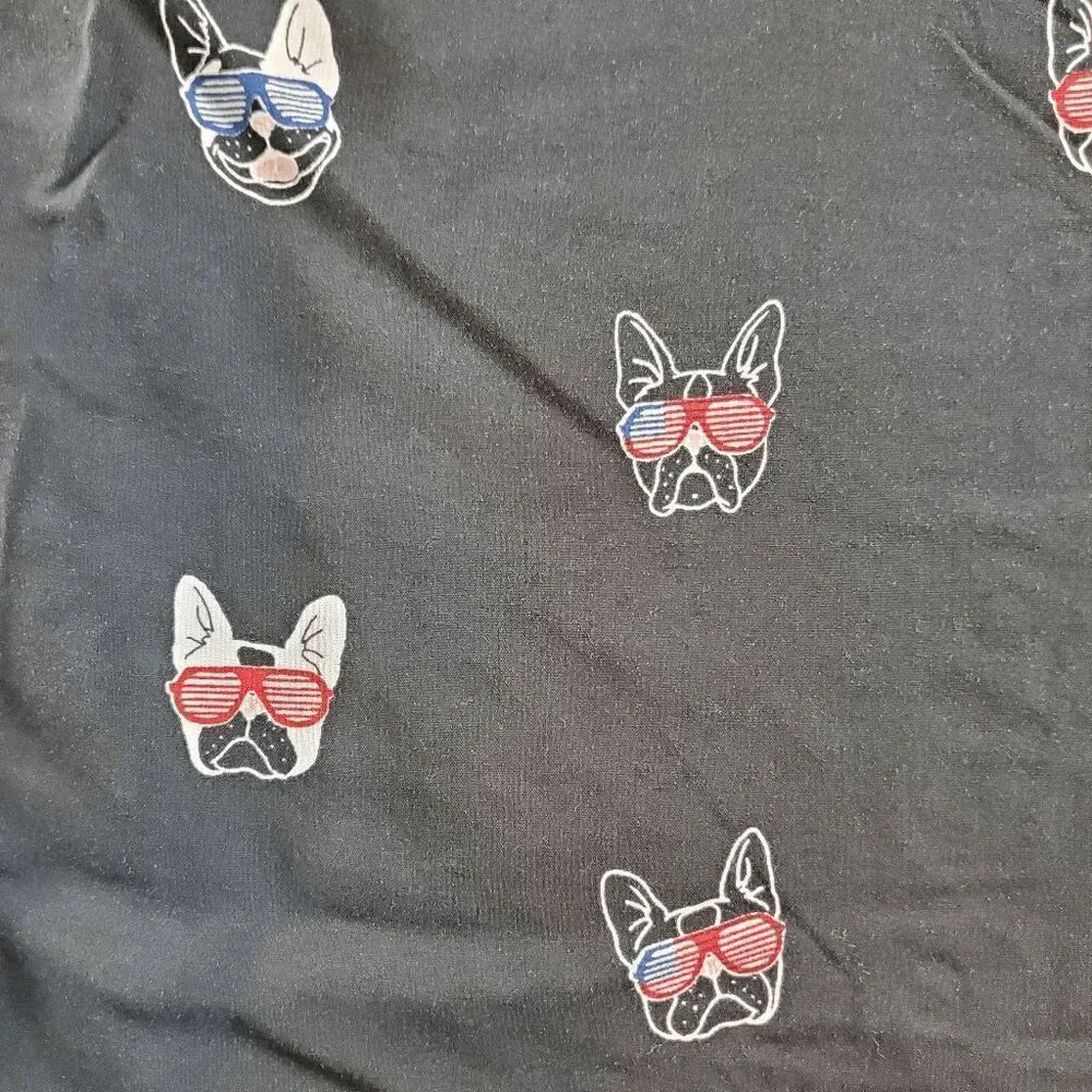 Torrid Top Womens Large Black Blouse French Bulldogs Sleeveless Button Front - Picture 6 of 10